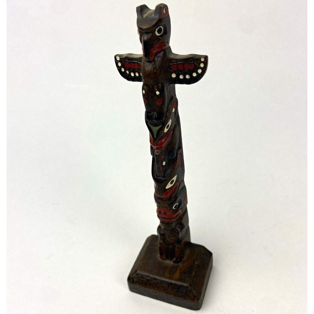 Vintage Boma Of Canada Totem Pole Folk Art Figurine 12”
